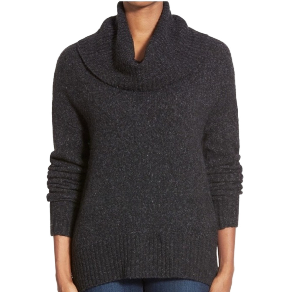 Michael Kors Dark Gray Cowl Neck Sweater Elliptical Hem